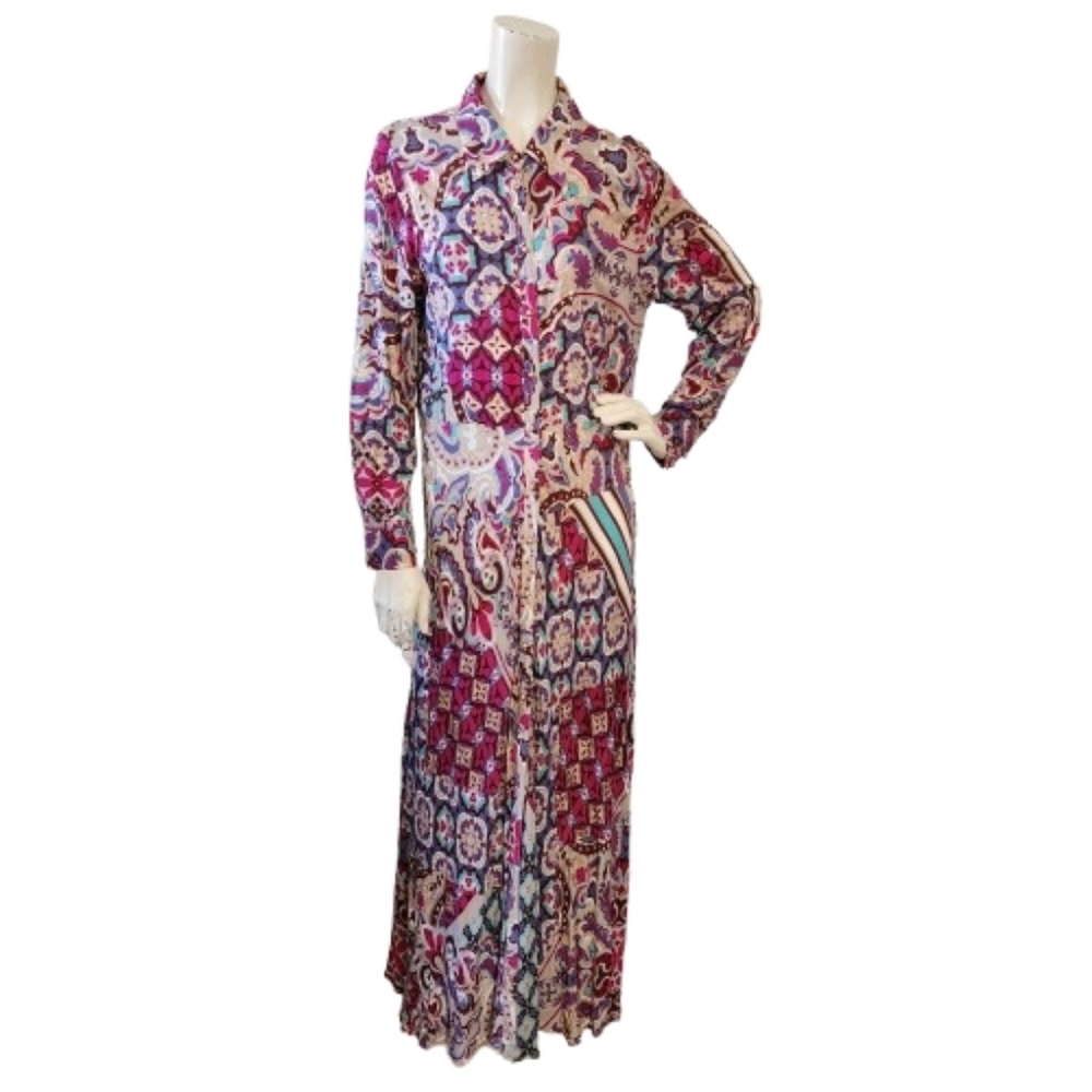 Soft Surroundings Maxi Dress Women's M Palermo Soho Long Sleeve Multi-Color Boho - Picture 1 of 10